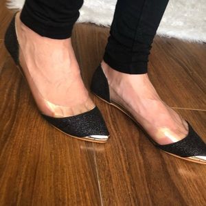 Navy glitter and gold toe Ballet Star Dress Flats